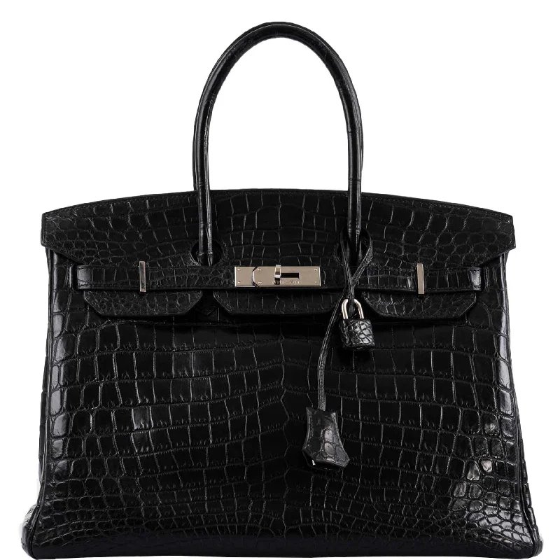 Hermès Birkin 35 Matte Black Nilo Crocodile with Palladium Hardware - 2011, O Square