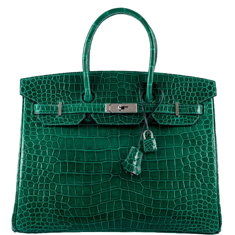 Hermès Birkin 35 Vert Emerald Porosus Crocodile Palladium Hardware