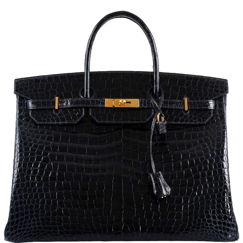 Hermès Birkin 40 Blue Nuit Porosus Crocodile Gold Hardware - 2016, X