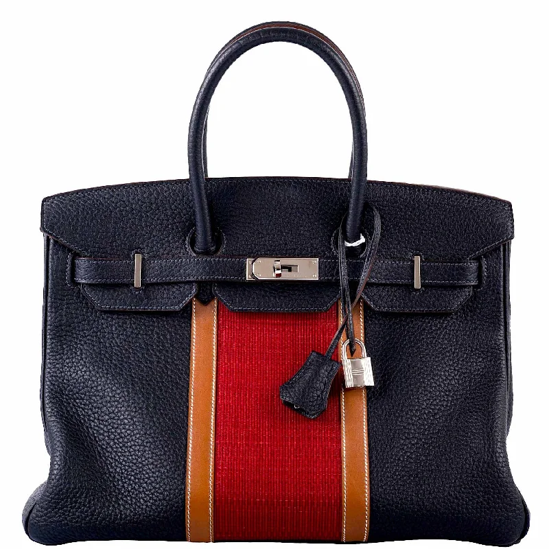 Hermès Club Birkin 35 Indigo Fjord, Barenia Leather & Crinoline Palladium Hardware - 2013, Q Square