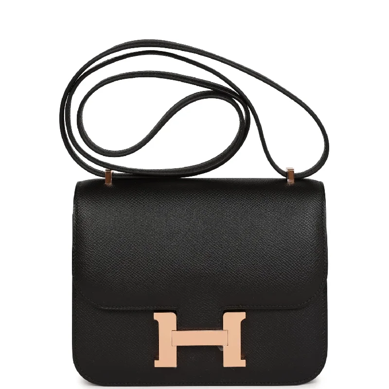 Hermes Constance 18 Black Epsom Rose Gold Hardware