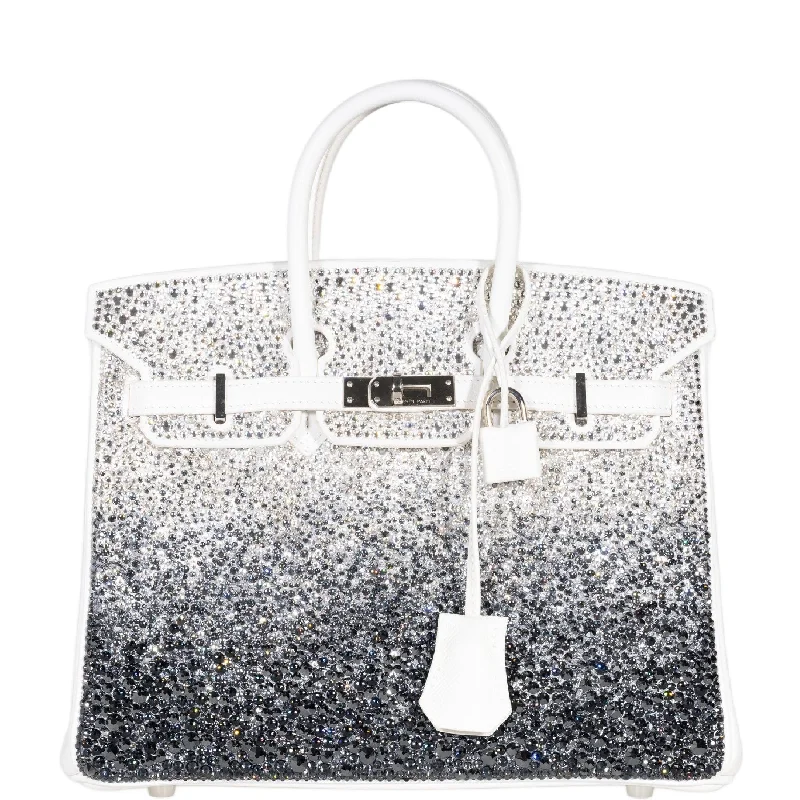 Hermès Custom Swarovski Crystal Birkin 25 White Epsom Palladium Hardware