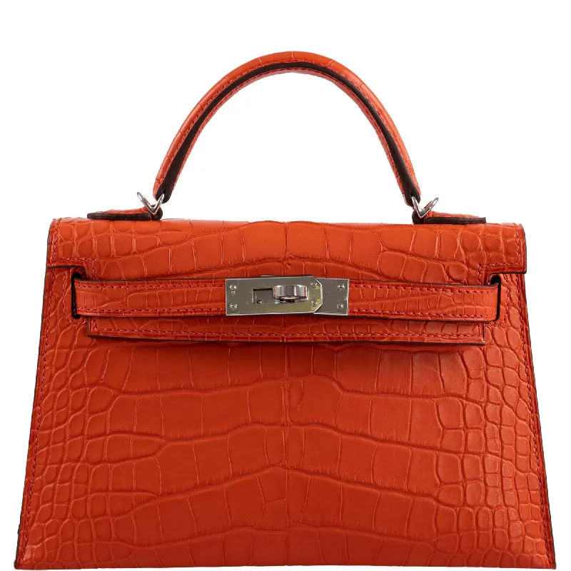 Hermès Kelly 20 Mini II Poppy Matte Alligator Palladium Hardware- 2021, Z