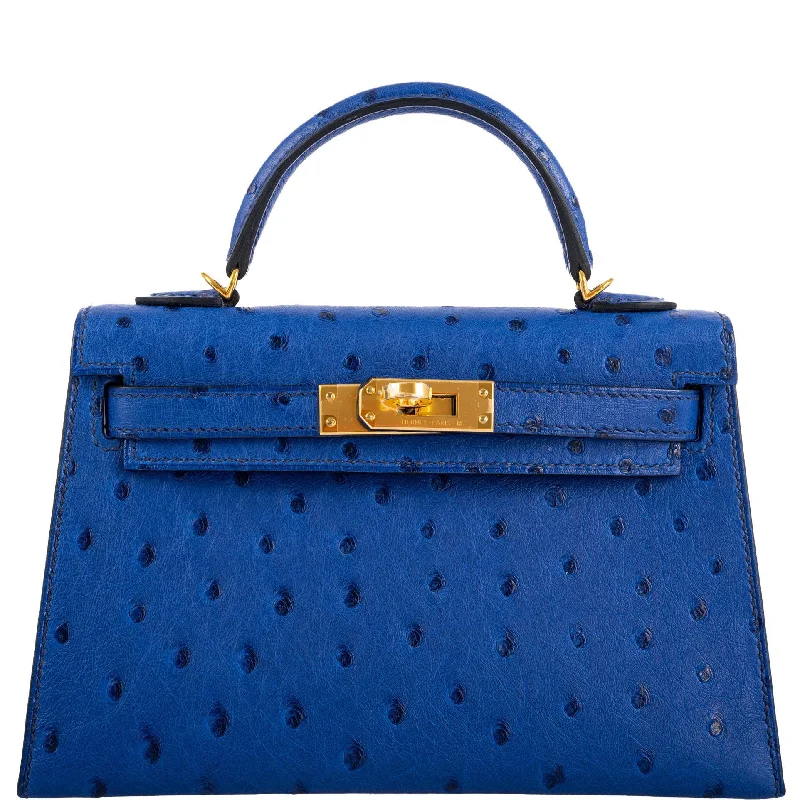 Hermès Kelly 20 Mini II Sellier Blue Sapphire Ostrich Gold Hardware - 2018, C