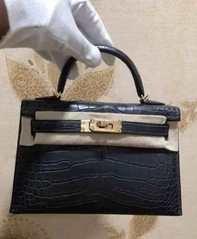 Hermès Kelly 20 Mini II Sellier Graphite Matte Alligator Gold Hardware 2019, D