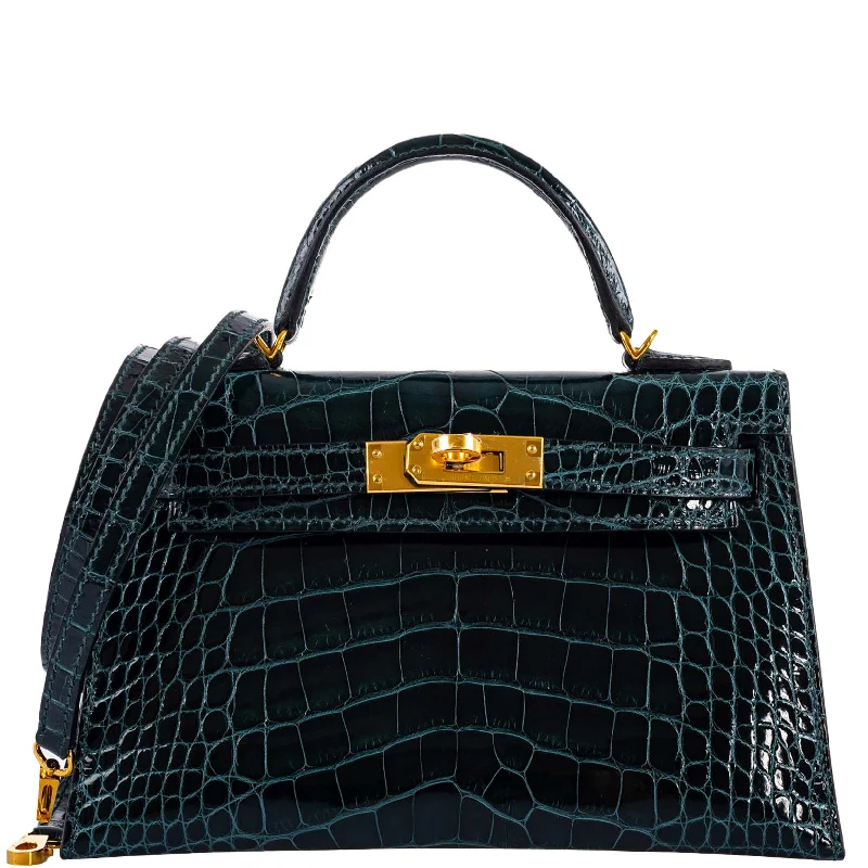 Hermès Kelly 20 Mini II Sellier Vert Cypress Alligator Gold Hardware - 2019, D