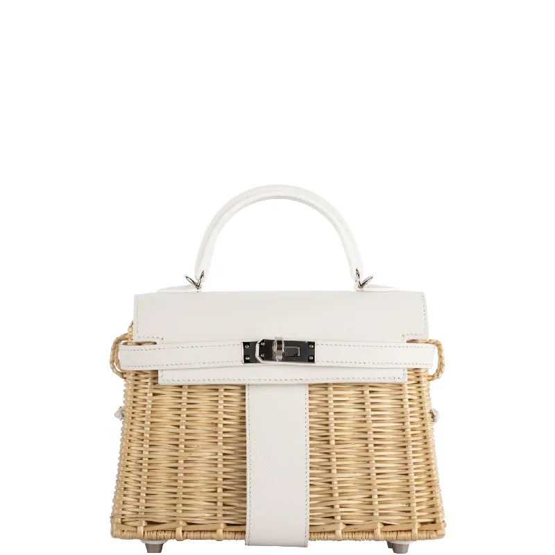 Hermès Kelly 20 Mini Picnic White, Swift & Osier Wicker Palladium Hardware