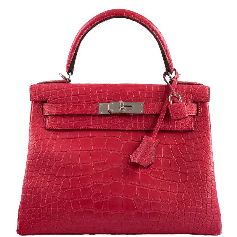 Hermès Kelly 28 Retourne Rose Extreme Matte Alligator Palladium Hardware