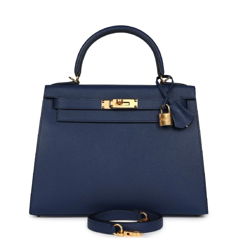 Hermes Kelly Sellier 28 Bleu Navy Epsom Gold Hardware