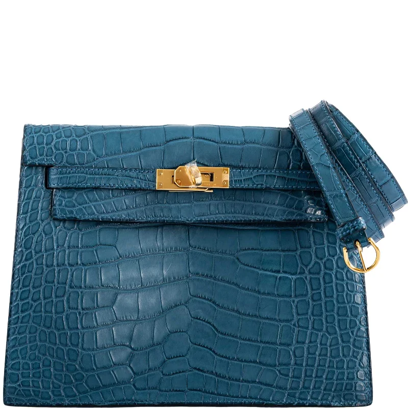 Hermès Kelly Danse Blue Colvert Matte Alligator with Gold Hardware - 2019, D