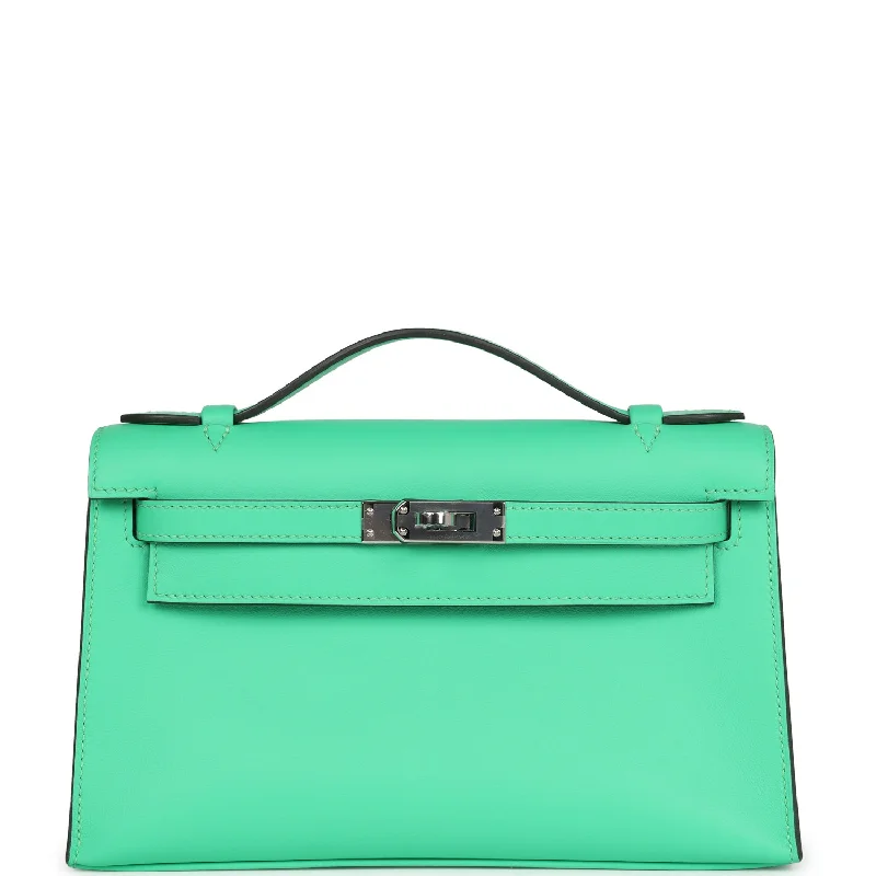 Hermes Kelly Pochette Vert Comics Swift Palladium Hardware