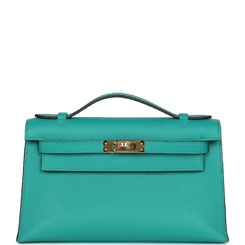 Hermes Kelly Pochette Vert Verone Swift Gold Hardware