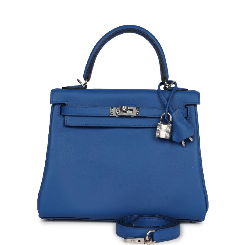 Hermes Kelly Retourne 25 Bleu France Swift Palladium Hardware