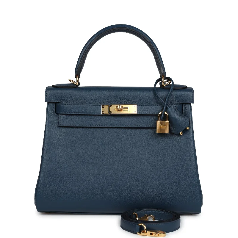 Hermes Kelly Retourne 28 Deep Bleu Evercolor Gold Hardware