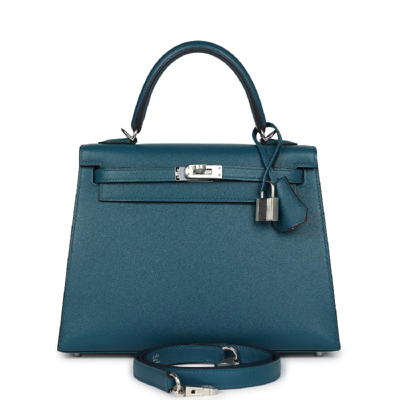 Hermes Kelly Sellier 25 Vert Bosphore Verso Madame Palladium Hardware