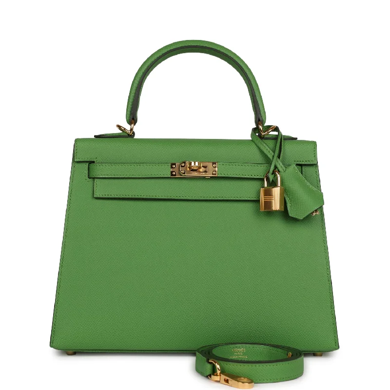 Hermes Kelly Sellier 25 Vert Yucca Epsom Gold Hardware