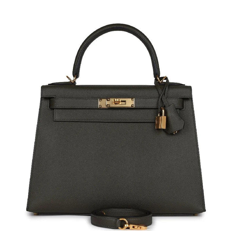 Hermes Kelly Sellier 28 Vert De Gris Epsom Gold Hardware