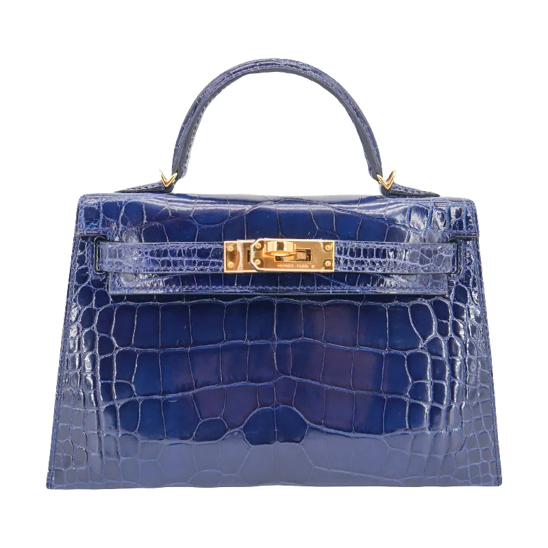 Hermès Kelly II Sellier Mini Bleu Saphir Shiny Alligator Gold Hardware