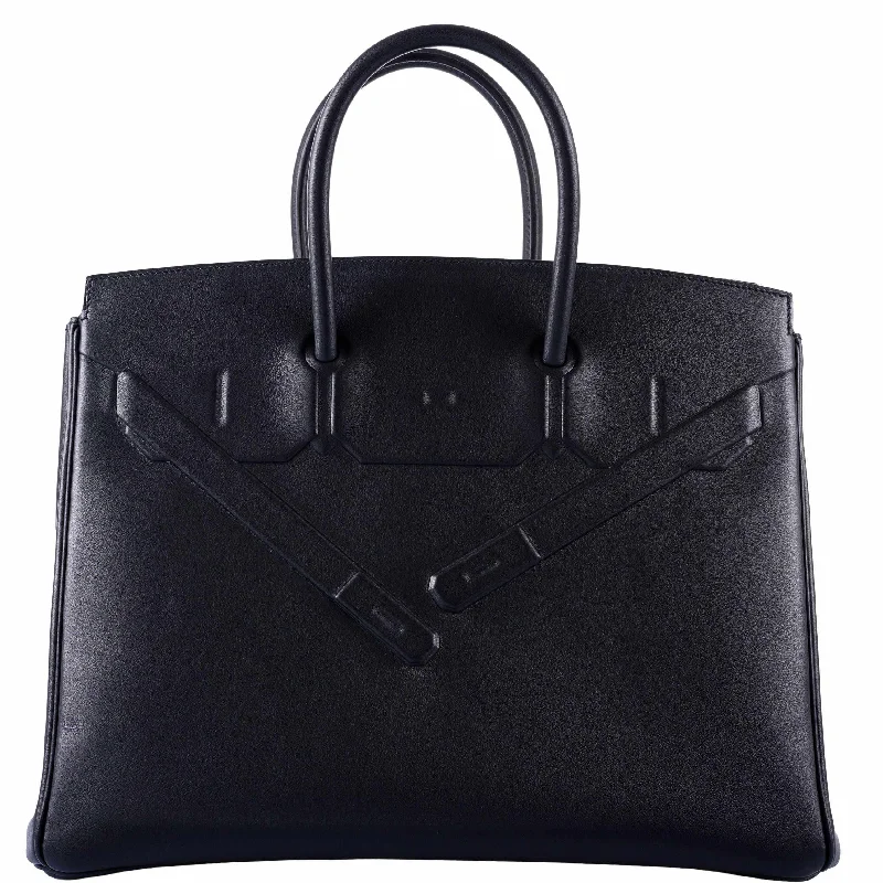 Hermès Shadow Birkin 35 Black Swift Palladium Hardware - 2020, Y