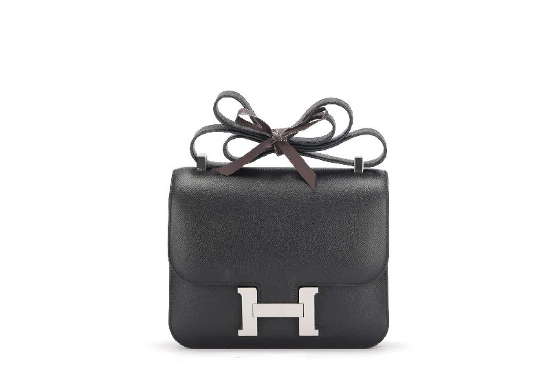 Hermes Constance 24cm, Stamp A, Black Color, Epsom Leather, Silver Hardware, with Dust Cover & Box