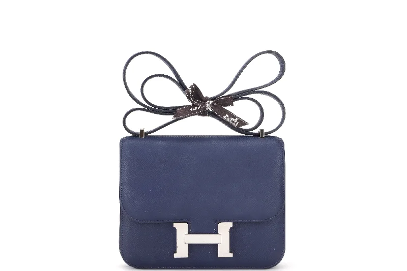 HERMES CONSTANCE 18 (STAMP A (2017)) BLUE SAPPHIRE EPSOM LEATHER PALLADIUM HARDWARE, WITH BOX, NO DUST COVER