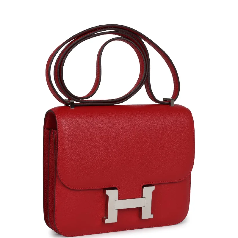 Hermes Constance 18 Rouge Casaque Evercolor Palladium Hardware