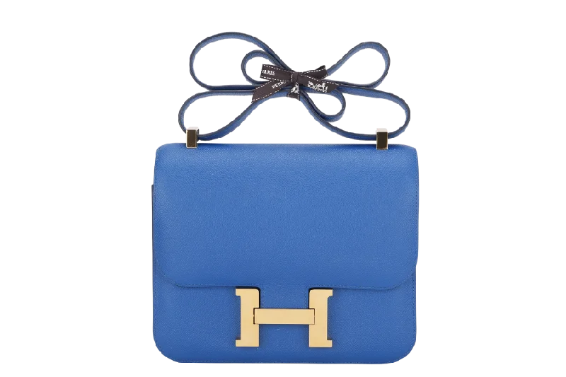 HERMES CONSTANCE 24 (STAMP C (2018) BLUE ZELLIGE EPSOM LEATHER GOLD HARDWARE, WITH DUST COVER & BOX