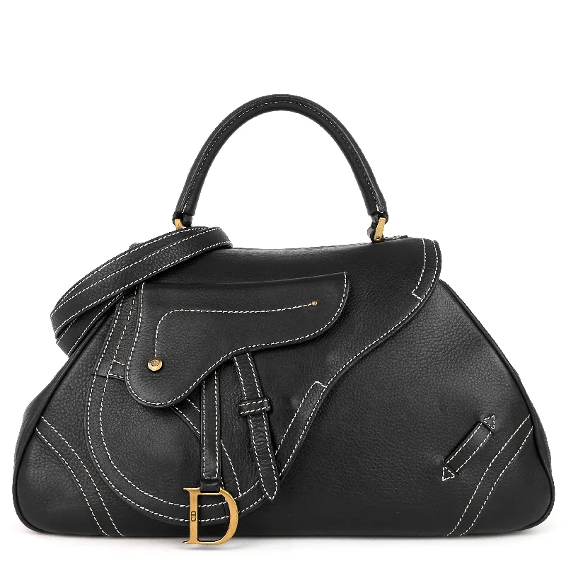 Stitched Leather Saddle Handbag