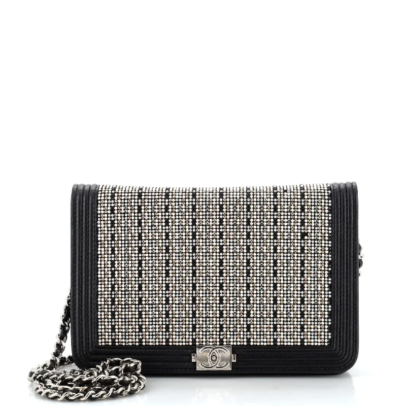 Boy Wallet on Chain Strass Embellished Leather