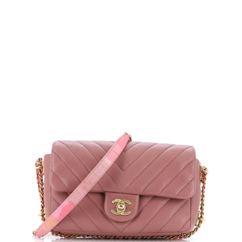 Chain Around CC Flap Bag Chevron Lambskin Mini