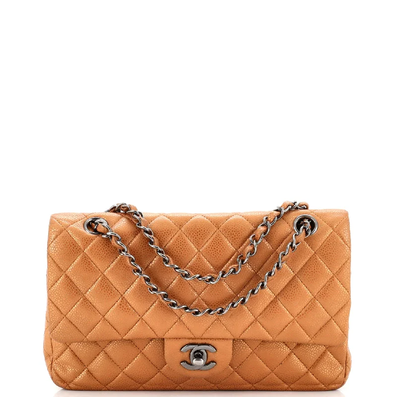 Classic Double Flap Bag Quilted Metallic Caviar Medium