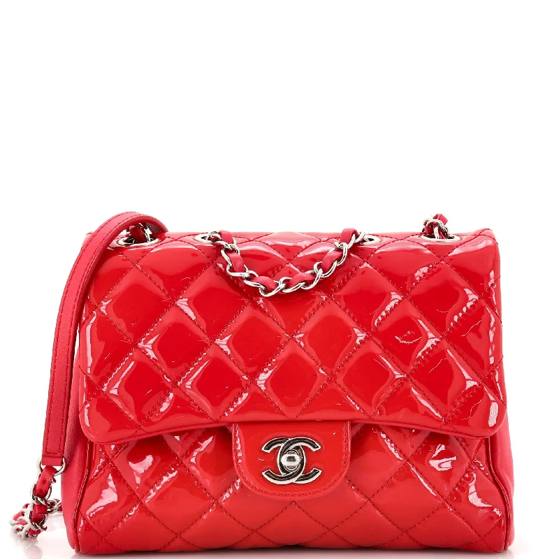 Double Compartment Flap Bag Quilted Patent Medium