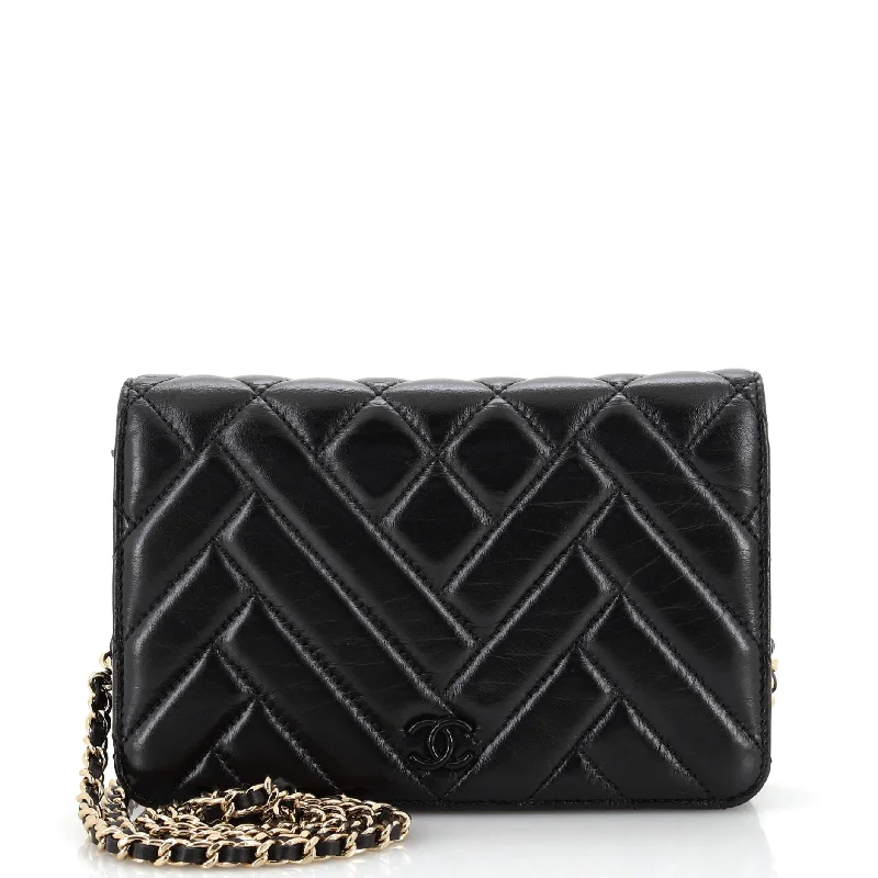 MontCoco Wallet on Chain Quilted Shiny Lambskin