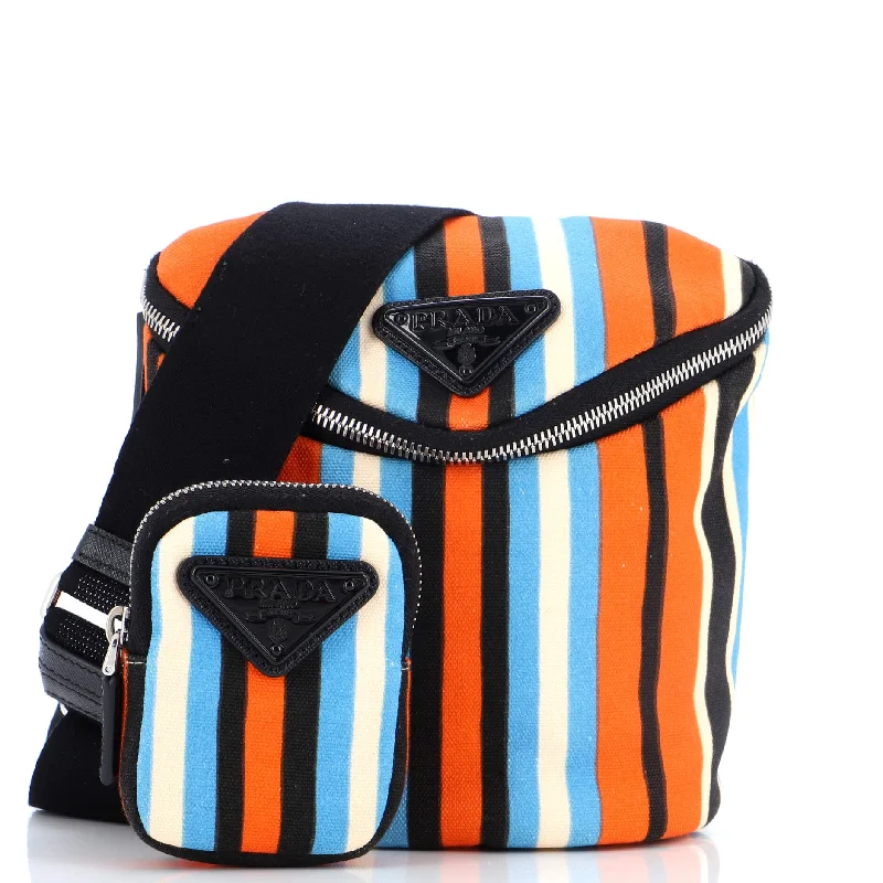 Zipped Triangle Crossbody Bag Printed Canvas