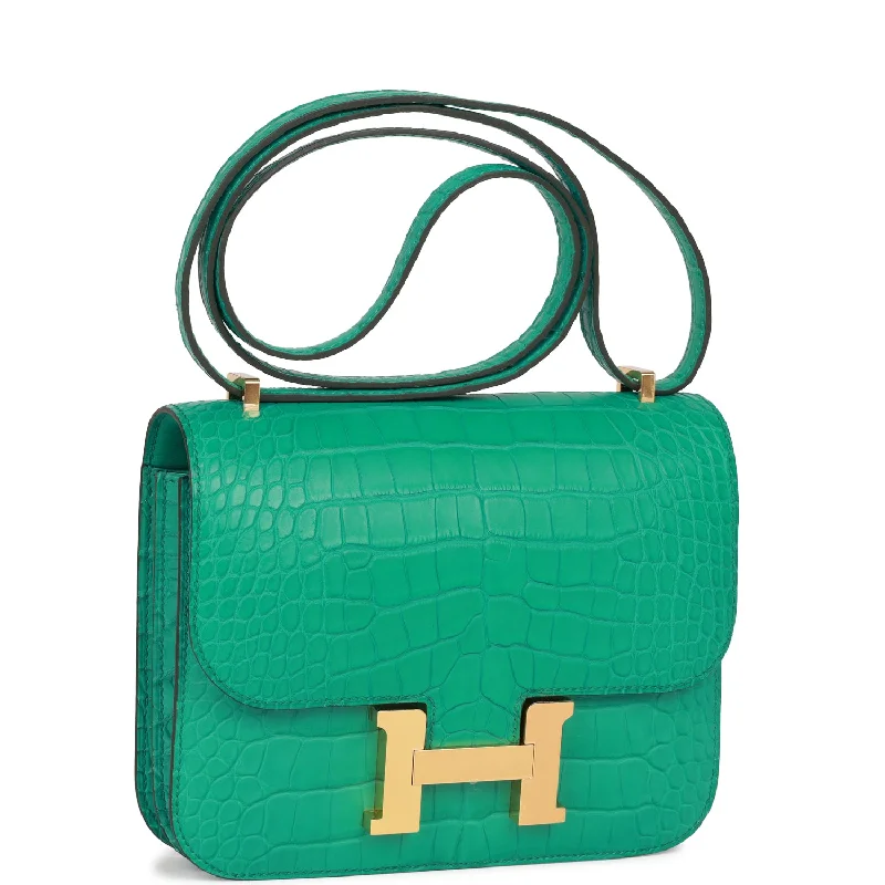 Hermes Constance 18 Vert Jade Matte Alligator Gold Hardware