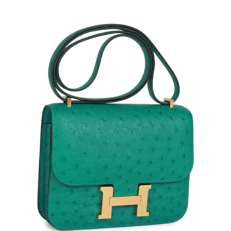 Hermes Constance 18 Vert Verone Ostrich Gold Hardware